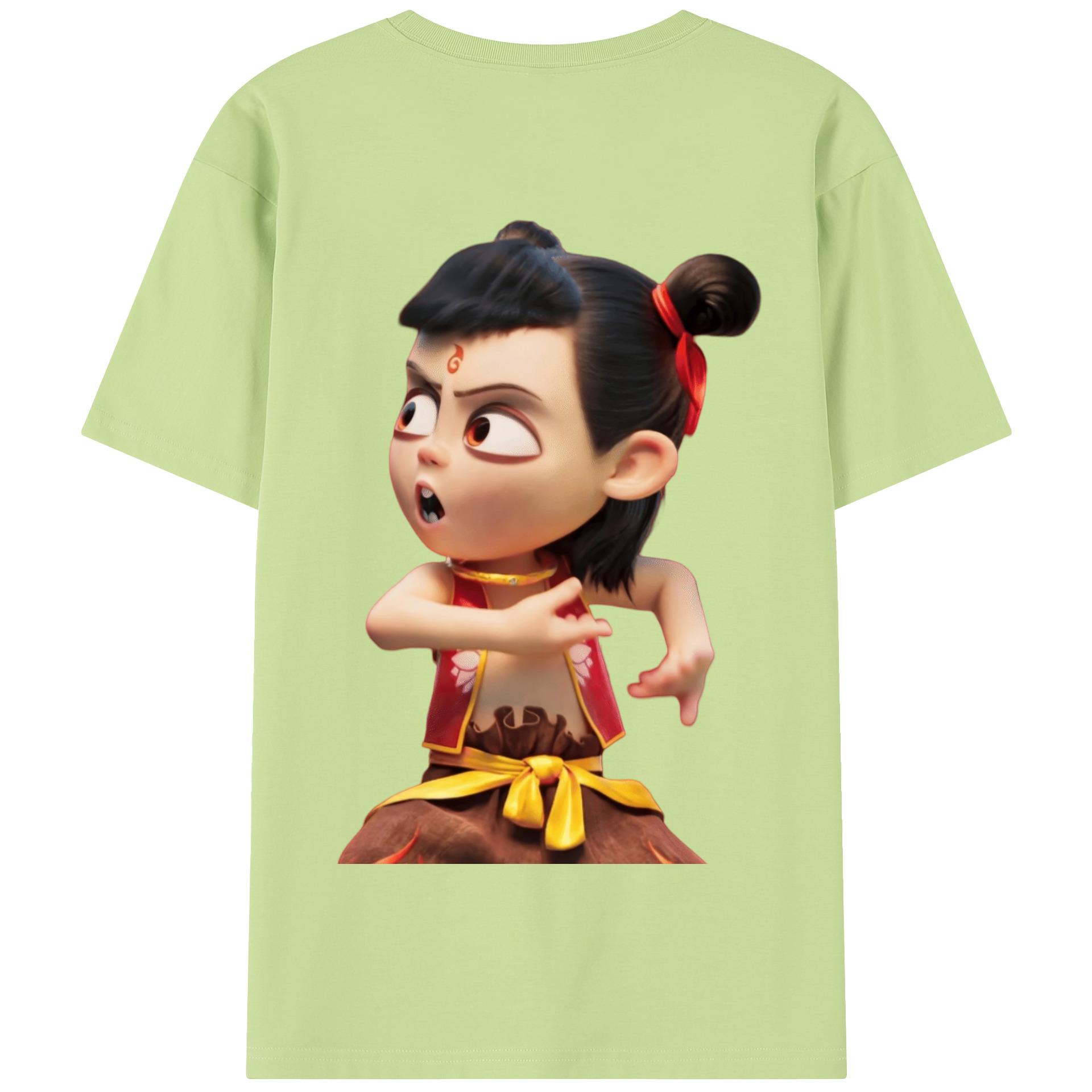 （画像用） Ne Zha 2 ナタ 魔童の大暴れ 綿100％半袖Tシャツ（背面プリント）